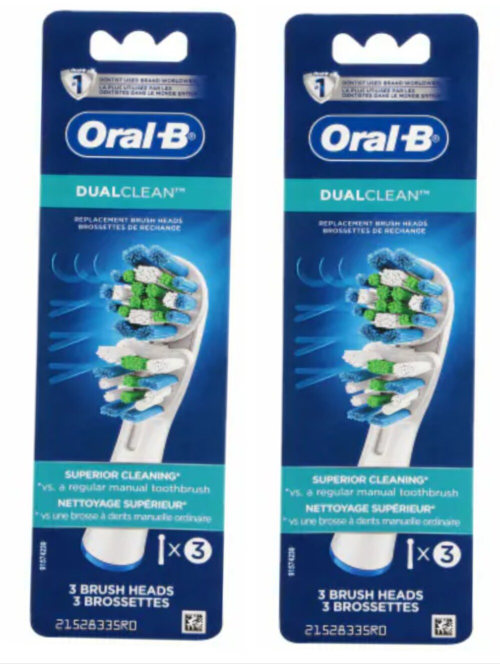 2X Oral-B Dualclean Replacement Brush Heads 3pk.
